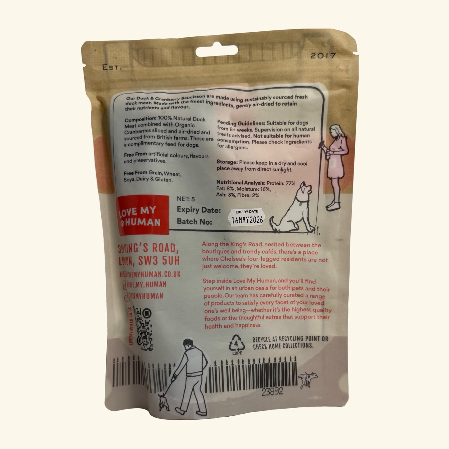 Duck & Cranberry Saucisson - Love My Human